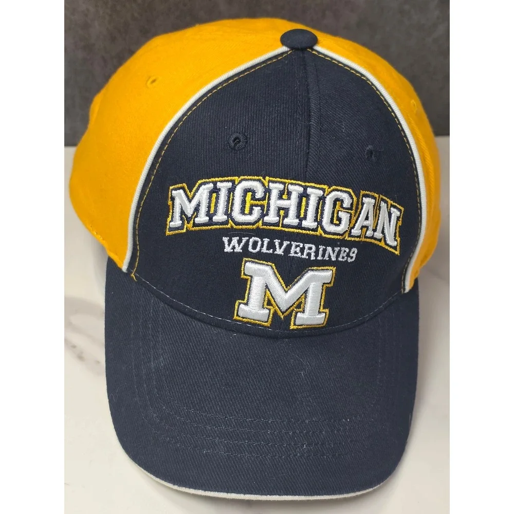 Michigan Wolverines‎ Navy Blue Maize Yellow Embroidered Adjustable Baseball Hat